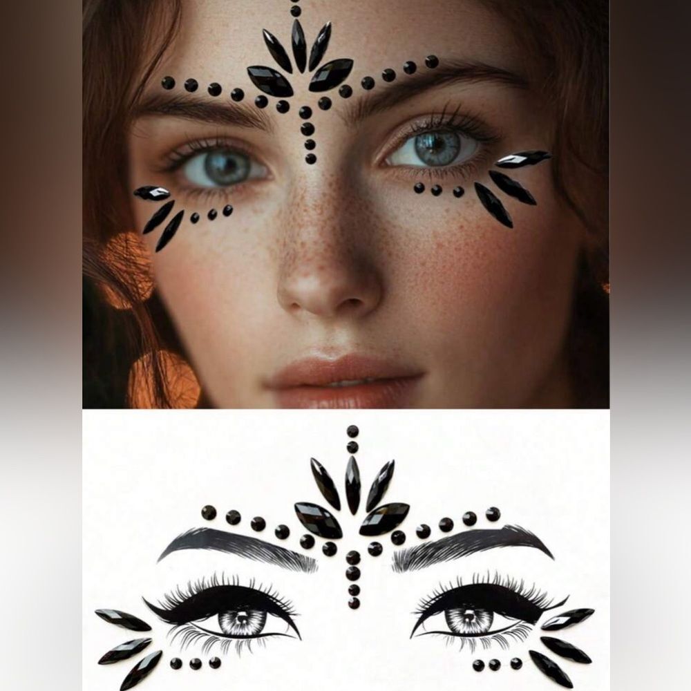 Black Face Gem Lash Accent Stickers